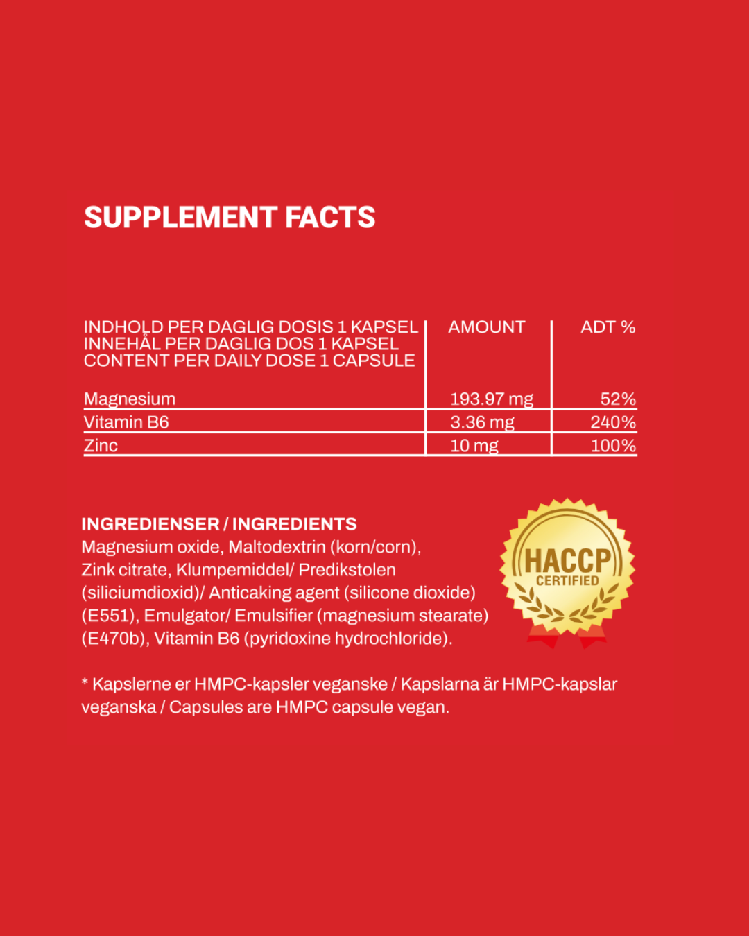 Zinc Magnesium Vitamin B6 – 90 kapsler